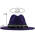 Deep purple wool fedora with bohemian beaded band and ethnic tassels for women - Purple
