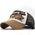 Mesh trucker pet met bruine wollen klep en Chance Spirit borduursel voor heren en dames - Khaki