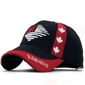 Cappellino da baseball nero e rosso con ricamo foglia d'acero e scritta Edmonton - Regolabile / Nero Rosso-Edmonton Ricamo (01)