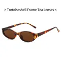 Oval tortoiseshell sunglasses with brown lenses in a vintage oversized fashion frame - Tortoiseshell Frame Tea Lens