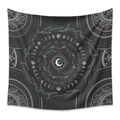 Detalle del patrón de mandala de fases lunares y árbol de la vida en tapiz negro - 73X95CM / ZJ603-2 Negro Místico Mandala