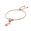 Elegante bracciale a farfalla oro rosa con cristalli, fiocco di neve e campanellino - Oro Rosa (KB123876-KFC)