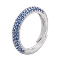 Detail of silver adjustable ring with three rows of micro-pave dark blue cubic zirconia - Platinum Blue Zirconia