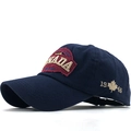 Berretto da baseball in cotone blu navy con ricamo Canada e foglia di acero - Regolabile / Blu navy