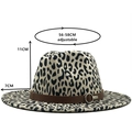 Classic leopard print fedora hat with brown leather band and 7cm brim, 56-58cm adjustable size - M (56-58cm) / White Leopard Print