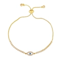 Adjustable 18K gold plated evil eye bracelet with blue zircon and cubic zirconia stones - Evil Eye