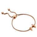 Bracelet ajustable en or rose avec breloques cœur et barre horizontale polie - Style Lettre J (KB123951-KFC)