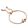 Bracelet ajustable en or rose avec pendentif lettre S texture bambou et fermoir coulissant - Style Lettre S (KB123960-KFC)