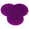 Paarse klavervormige siliconen make-up borstel reinigingsmat met diverse texturen - Paars
