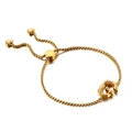 Adjustable golden box chain bracelet featuring a bamboo-style letter G pendant and heart detail - Letter G (KB123974-KFC)