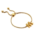 Elegantes goldenes Edelstahl-Armband mit M-Buchstaben und charmanten roten Herzen - Buchstabe M (KB123980-KFC)
