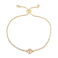 Bracelet bolo plaqué or avec breloque lettre Y pavée de cristaux et oxydes de zirconium - Style Lettre Y