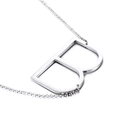 Gepolijste zilveren roestvrijstalen ketting met een grote minimalistische hoofdletter B hanger - Letter B (KN25671-K)