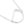Gepolijste zilveren roestvrijstalen ketting met oversized hoofdletter D hanger - Letter D (KN25673-K)