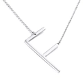 Collana minimalista in acciaio inossidabile argento con ciondolo a lettera F maiuscola - Stile Lettera F (KN25675-K)