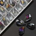 Water-drop crystal beads in dark grey with AB coating for DIY jewelry making - 10*18mm / Semi-transparent Purple