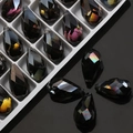 Waterdrop crystal pendant in black AB finish for DIY jewelry making and earring design - Half Gun Black Purple