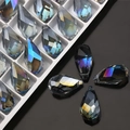 Deep grey AB teardrop crystal beads with rainbow luster for jewelry making - 10*18mm / Semi-transparent Blue