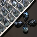 Blue faceted teardrop crystal pendant beads for DIY jewelry and earring accessories - Dark Blue Plated
