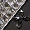 Faceted water drop crystal beads with rainbow AB coating for DIY jewelry making - Smoke Gray