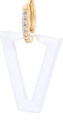 Gold earrings featuring a translucent white V-shaped pendant and tiny cubic zirconia - Gold-White