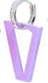 Irregular trapezoid cutout earrings with light purple V-shaped enamel charm - Platinum-Lavender