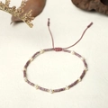 Detail of handmade MIYUKI bead bracelet featuring purple glass beads and natural pearls - Purple Style (BR0308)