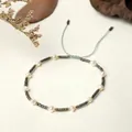 Handmade Miyuki bead bracelet with freshwater pearls and teal green woven cord - Bronze Gray Style (BR0321)