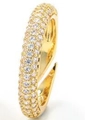 Chic gold-plated ring featuring three rows of sparkling micro-pave cubic zirconia crystals - Adjustable Open / Gold - White Zircon