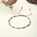 Handmade Miyuki bead bracelet with dark green beads and freshwater pearls in bohemian style - Ink Green Style (BR0320)