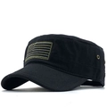 Gorra militar táctica de algodón negro con bordado de bandera americana verde oliva - Ajustable / Negro