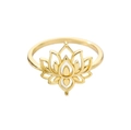 Minimalistischer goldener Ring mit hohlem Lotus-Motiv und glänzendem Finish - Ring / Gold