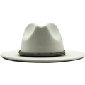 Classic wide brim fedora hat in off-white felt with black studded band detail - White