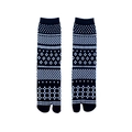 Detail of black tabi socks featuring white geometric patterns and unique split-toe design - 35-41 / Black Stripe