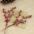 Artificial red holly berries with snow frost for Christmas tree and home decor - 17-Head Pomegranate Berry With Snow