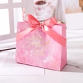 Pink marble wedding favor bag with silk bow and golden Sweet Day lettering - Small / Pink Marble Sweet Day (Pink Ribbon)