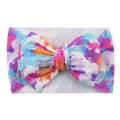 Soft tie-dye fabric infant headband with a large bow in colorful camouflage print - #11 Oil Painting