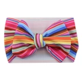 Infant rainbow striped headband featuring a large soft fabric bow detail - #1 Striped