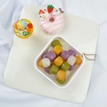 Cute PVC simulation dessert keychain set with strawberry donut and mini taro ball cup - Style 12 - Bead Chain
