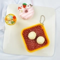 Cute PVC dessert keychain featuring strawberry donut and red bean ice shaved design - Style 17 - Bead Chain