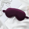 Deep purple faux silk sleep mask with elastic strap on elegant satin background - Dark Purple Eye Mask