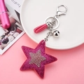 Portachiavi a stella con strass, paillettes rosa acceso e nappa decorativa elegante - Rosa Rossa