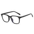 Occhiali neri quadrati in TR90 con lenti anti-luce blu e decorazioni con borchie argento - Nero Opaco
