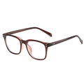 Classic TR90 square frame glasses with silver rivets in a translucent brown finish - Tea Frame