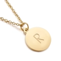 Collar minimalista de acero inoxidable dorado con colgante circular y la letra R - Letra R