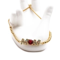 Gold adjustable beaded bracelet with MOM letter design and multicolor zircon stones - Bead Box Chain MOM / Gold