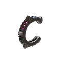 Macro detail of punk black metal ear cuff with colorful zircons and sharp studs - Gunmetal