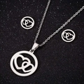 Set gioielli 3 pezzi in acciaio inossidabile argento con cuori intrecciati - Stile 037 (Cuori Intrecciati) / Color Acciaio