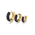 Gold plated hoop earrings set with black cubic zirconia in three different sizes - Small / Gold / Black Zirconia