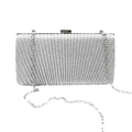 Bolso de noche plateado brillante con pliegues y cadena de metal para mujer - Estilo Plisado con Purpurina / Plateado